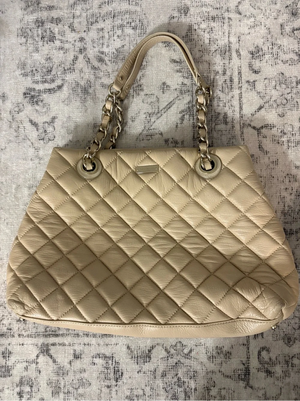 kate spade Quilted Leather Shoulder Bag in Beige Cream